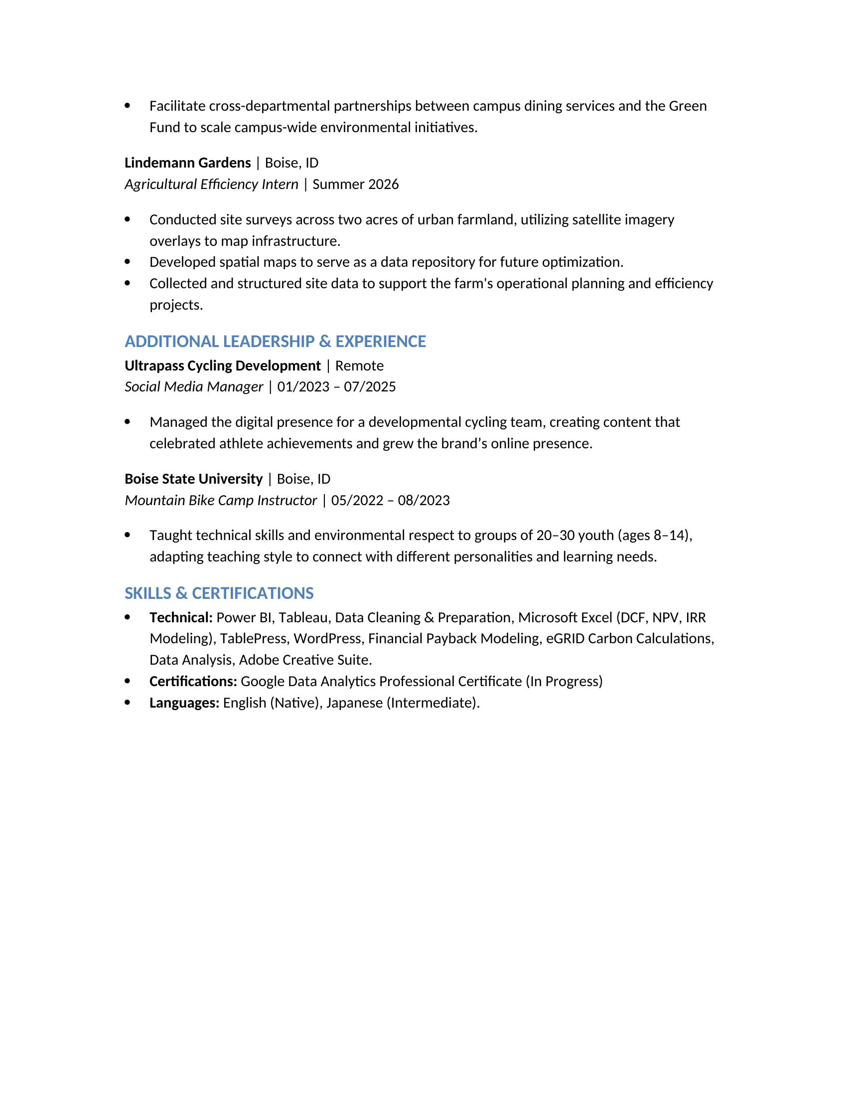 Tyler Packer resume, page 2 of 2